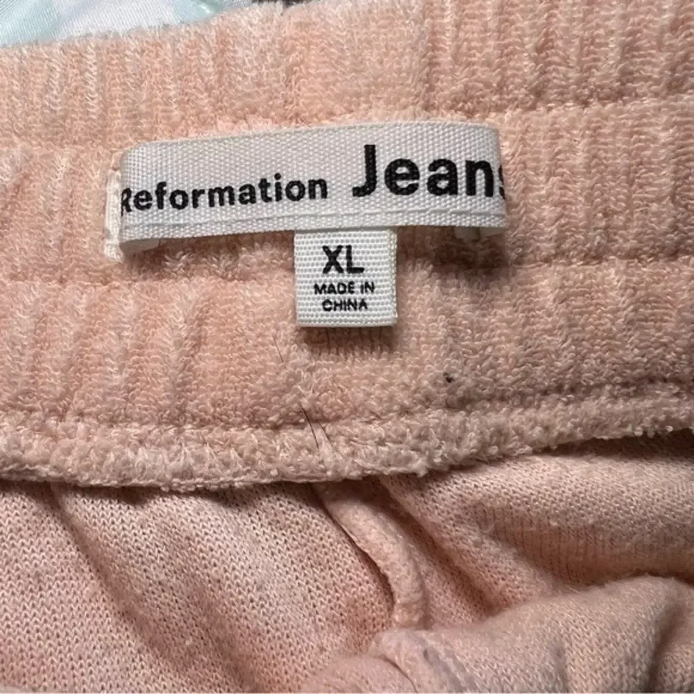 Reformation Jeans Terry Cloth Shorts Peach Elastic Waist Slit‎ - XLarge